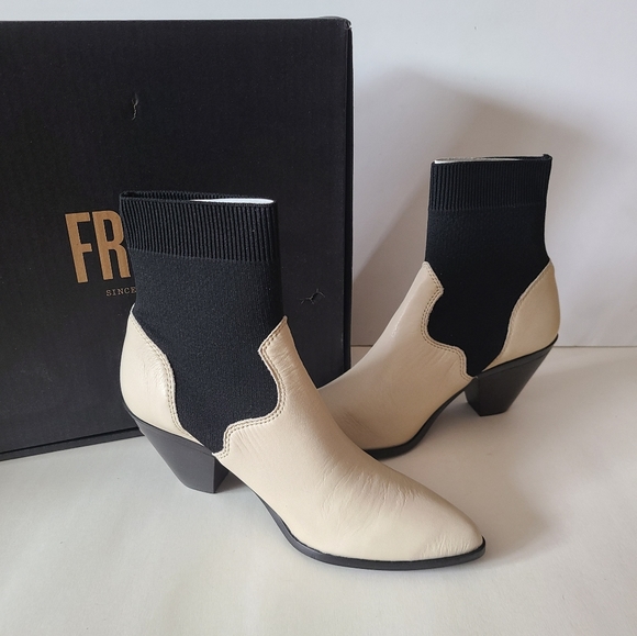 Frye Shoes - Frye Black & Cream Ankle Boots 8.5